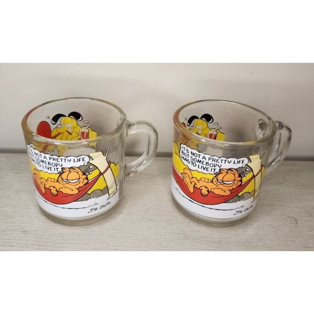 Vintage Garfield And Odie Mcdonalds‎ Cups 1978 Set Of 2